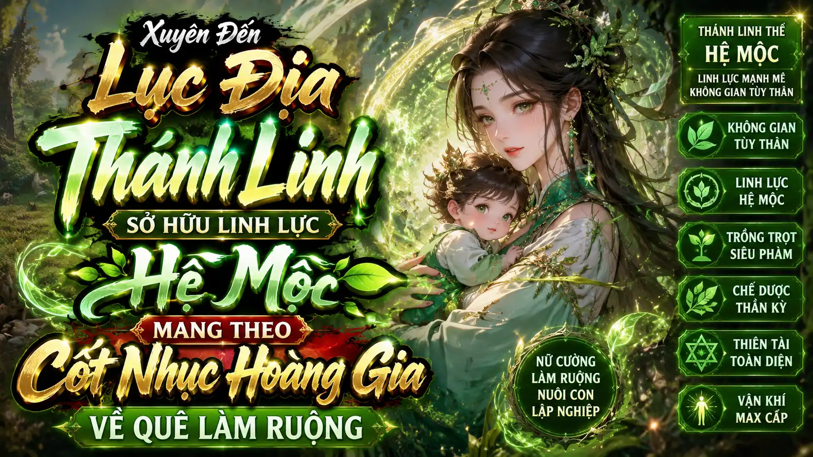 Xuyên Đến Lục Địa Thánh Linh Sở Hữu Linh Lực Hệ Mộc Mang Theo Cốt Nhục Hoàng Gia Về Quê Làm Ruộng