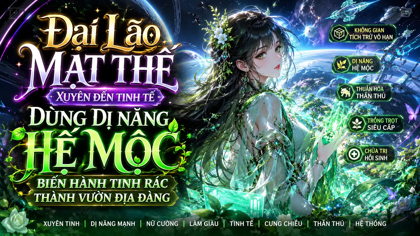 Đại Lão Mạt Thế Xuyên Đến Tinh Tế Dùng Dị Năng Hệ Mộc Biến Hành Tinh Rác Thành Vườn Địa Đàng thumbnail