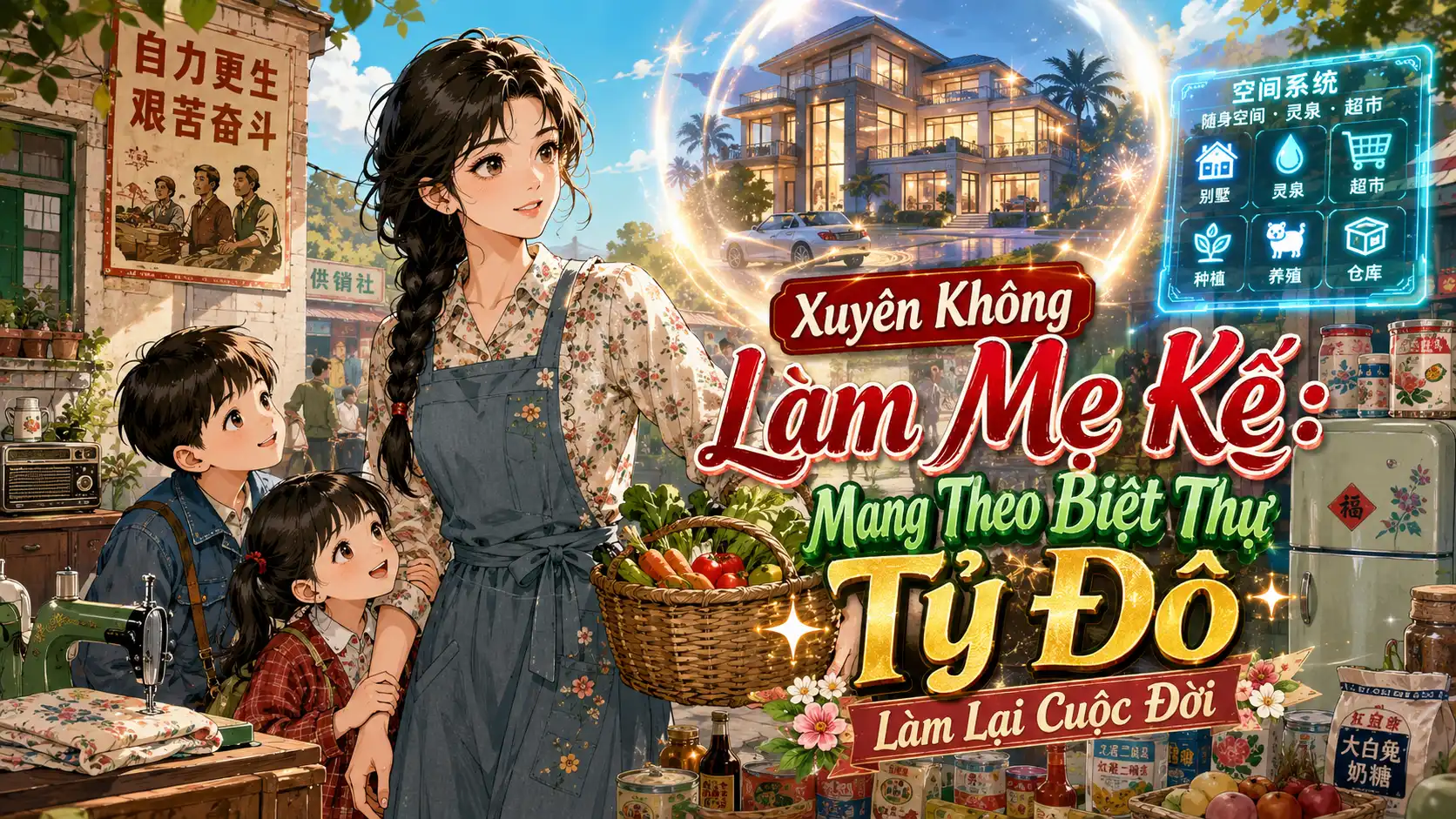 Xuyên Không Làm Mẹ Kế: Mang Theo Biệt Thự Tỷ Đô Làm Lại Cuộc Đời thumbnail