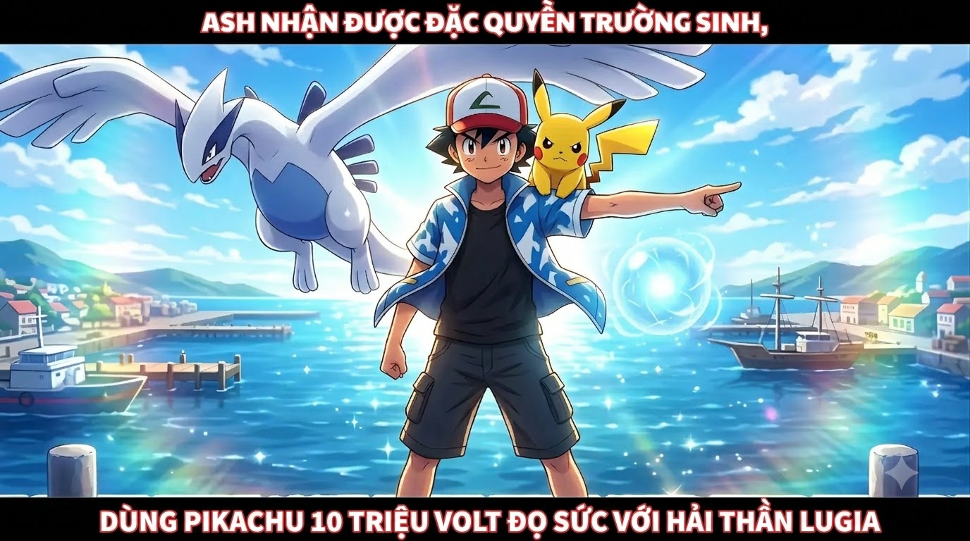 Ash Nhận Đặc Quyền Trường Sinh Xài Pikachu 10 Triệu Volt Đọ Sức Hải Thần Lugia