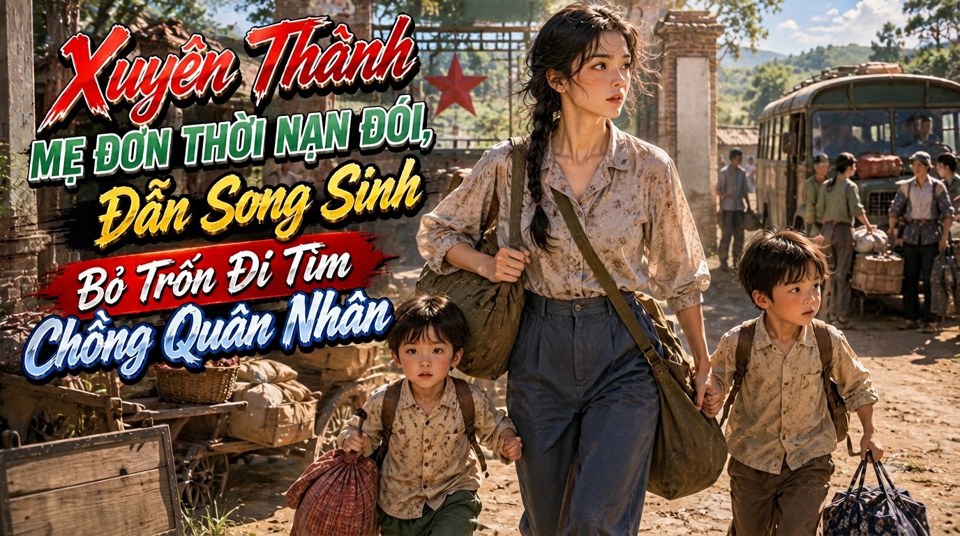 Xuyên Thành Mẹ Đơn Thời Nạn Đói Dẫn Song Sinh Bỏ Trốn Đi Tìm Chồng Quân Nhân