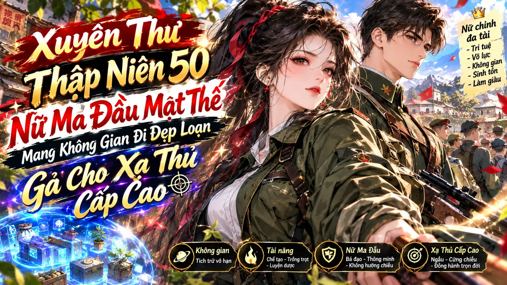 Xuyên Thư Thập Niên 50 Nữ Ma Đầu Mạt Thế Mang Không Gian Đi Dẹp Loạn Gả Cho Xạ Thủ Cấp Cao thumbnail