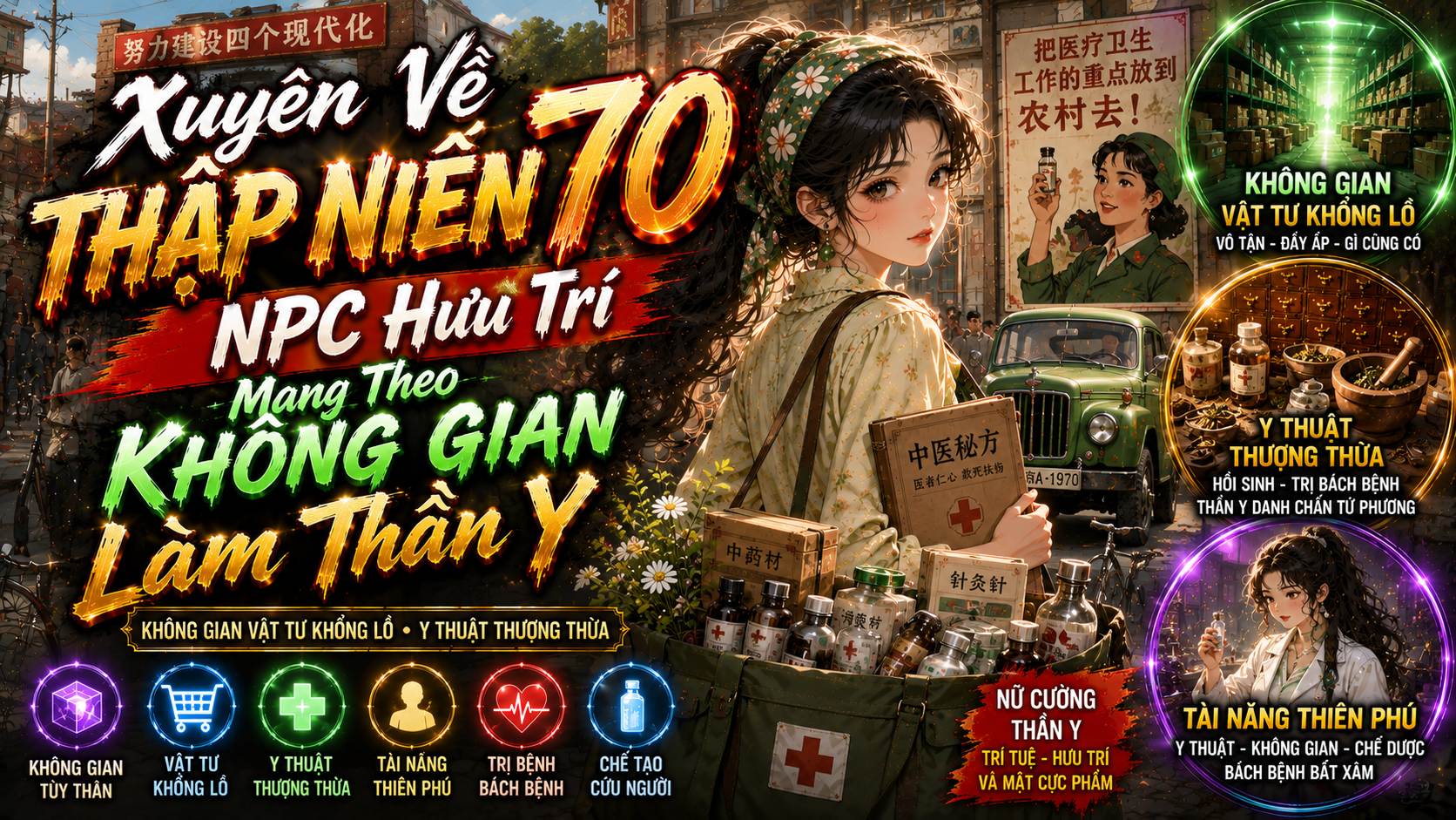 Xuyên Về Thập Niên 70 NPC Hưu Trí Mang Theo Không Gian Làm Thần Y thumbnail