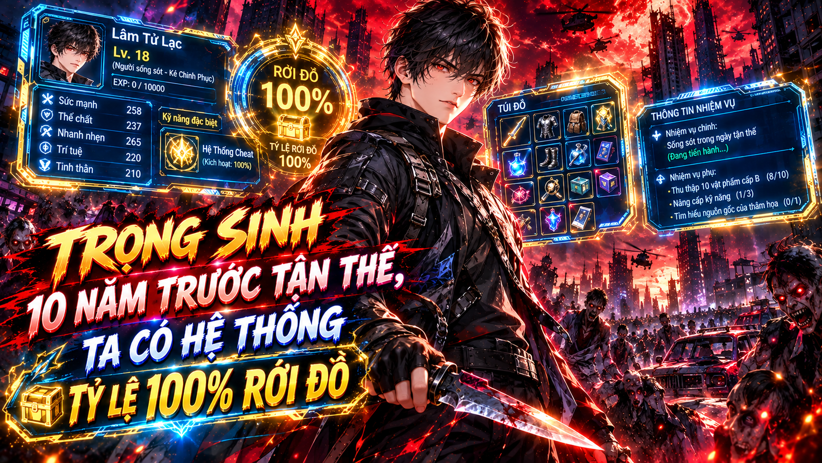 Trọng Sinh 10 Năm Trước Tận Thế, Ta Có Hệ Thống Tỷ Lệ 100% Rơi Đồ thumbnail