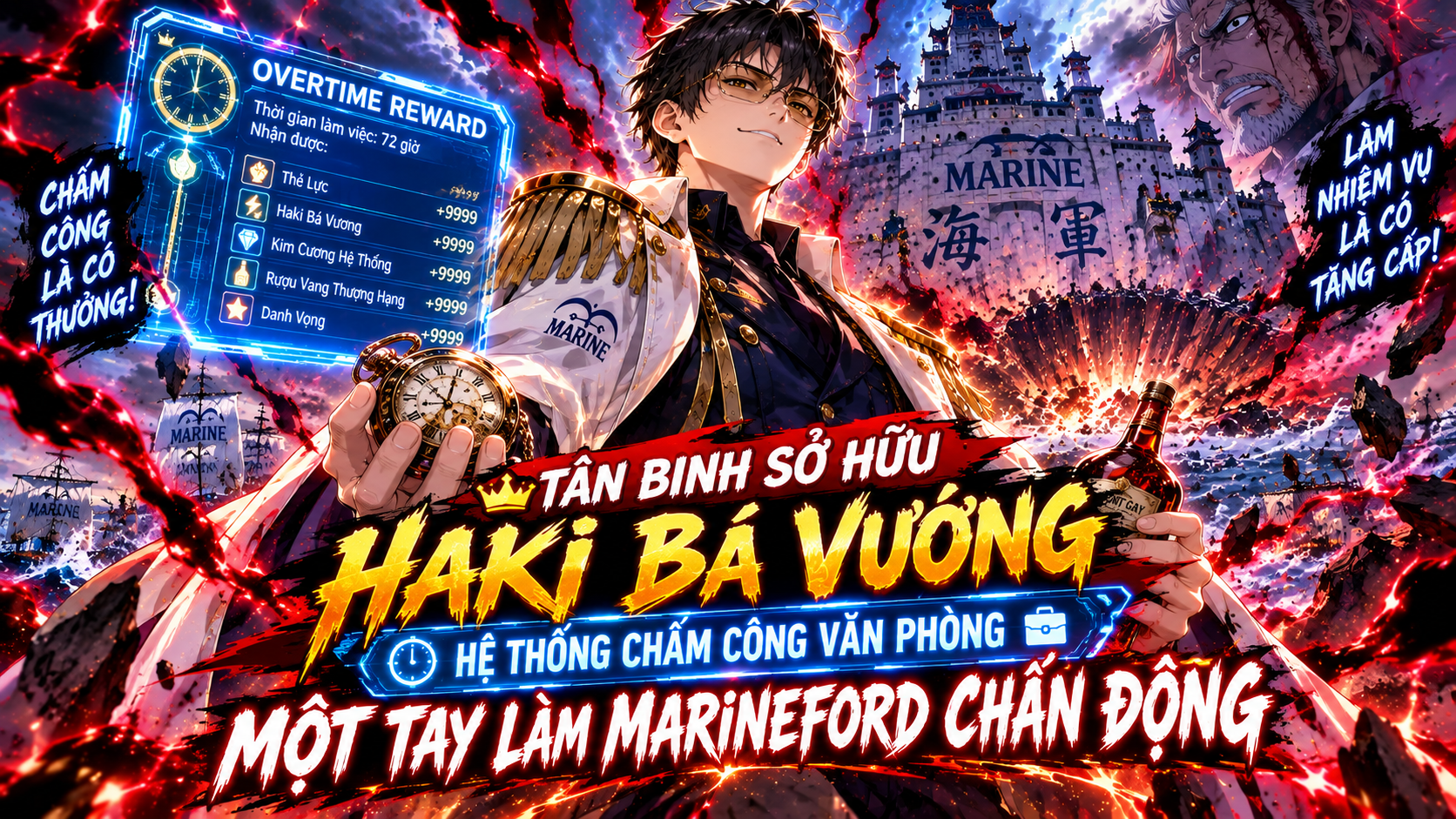 Tân Binh Sở Hữu Haki Bá Vương Hệ Thống Chấm Công Văn Phòng, Một Tay Làm Marineford Chấn Động thumbnail