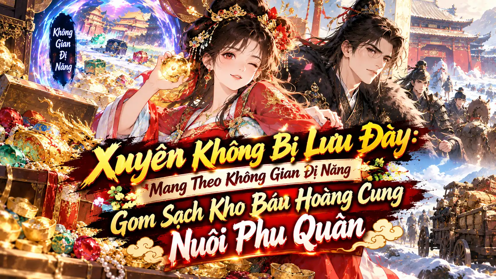 Xuyên Không Bị Lưu Đày: Mang Theo Không Gian Dị Năng Gom Sạch Kho Báu Hoàng Cung Nuôi Phu Quân thumbnail
