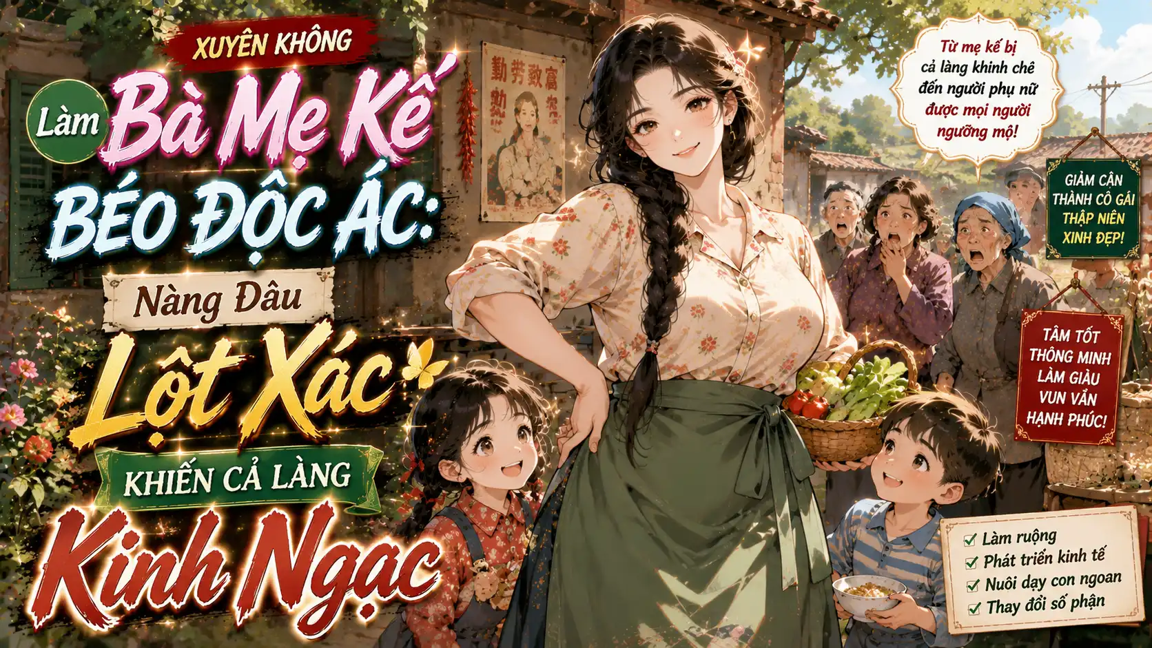 Xuyên Không Làm Bà Mẹ Kế Béo Độc Ác: Nàng Dâu Lột Xác Khiến Cả Làng Kinh Ngạc