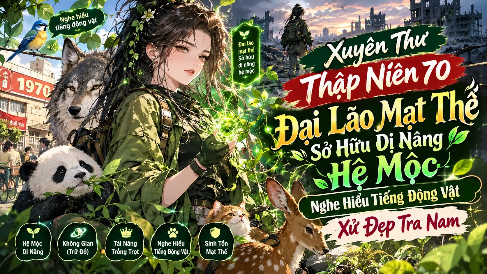 Xuyên Thư Thập Niên 70 Đại Lão Mạt Thế Sở Hữu Dị Năng Hệ Mộc Nghe Hiểu Tiếng Động Vật Xử Đẹp Tra Nam thumbnail
